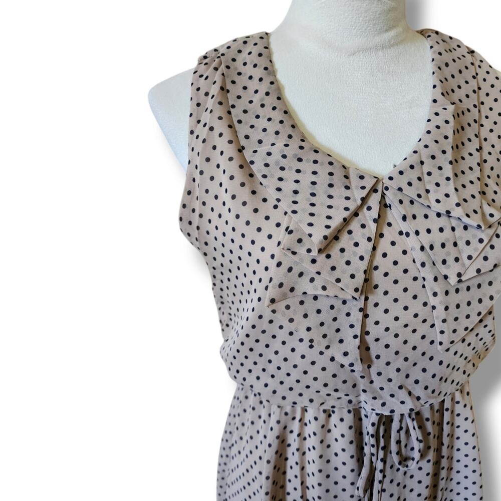 Sweet Storm Polka Dot Tie Waist Girly Preppy Dress